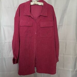 5/$25
Raspberry Pink Corduroy Shacket Plus Size 3X Women’s Button Up Shein Curve
